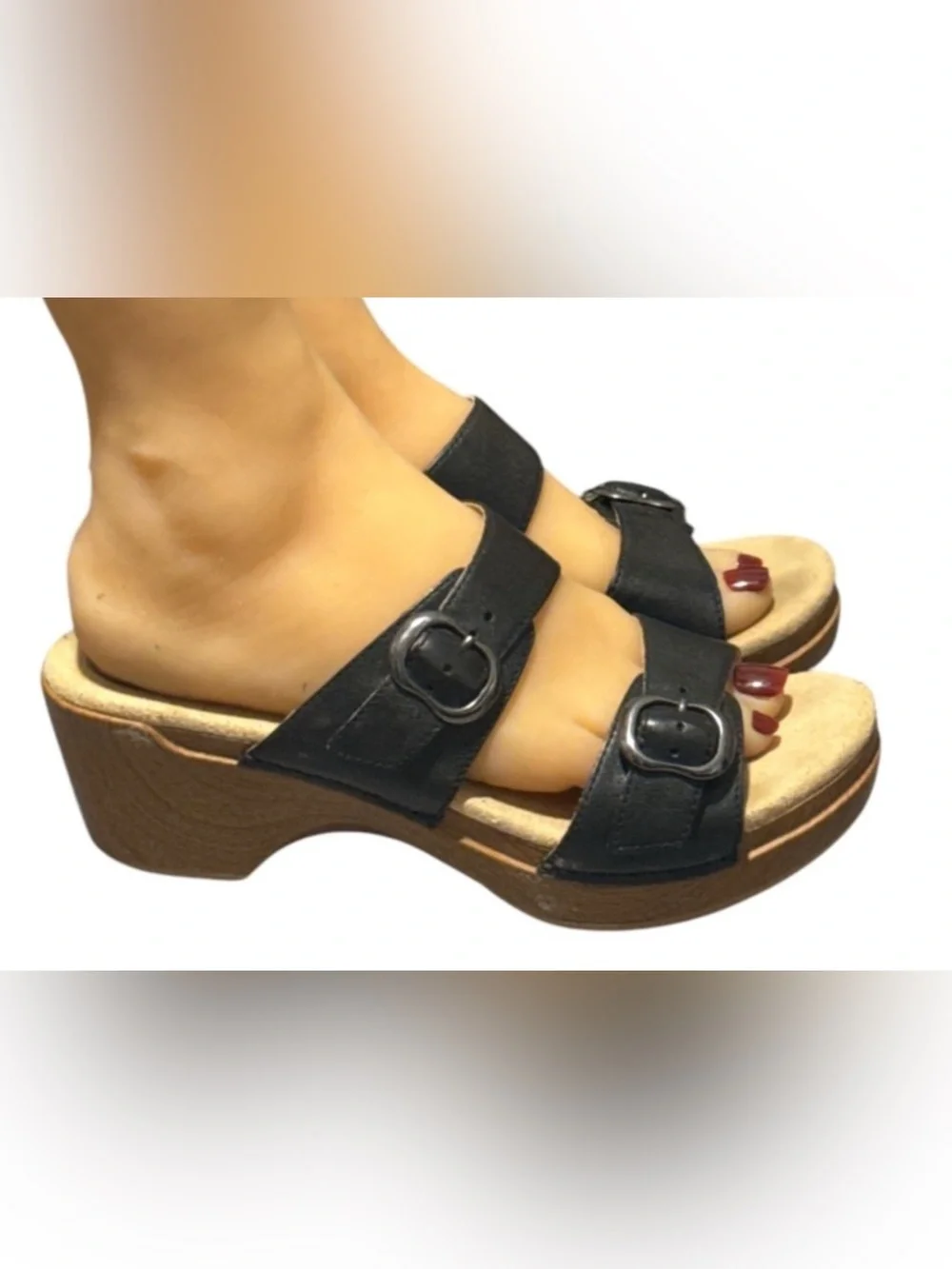 Authentic Dansko designer signature comfort black leather sandals sz 10